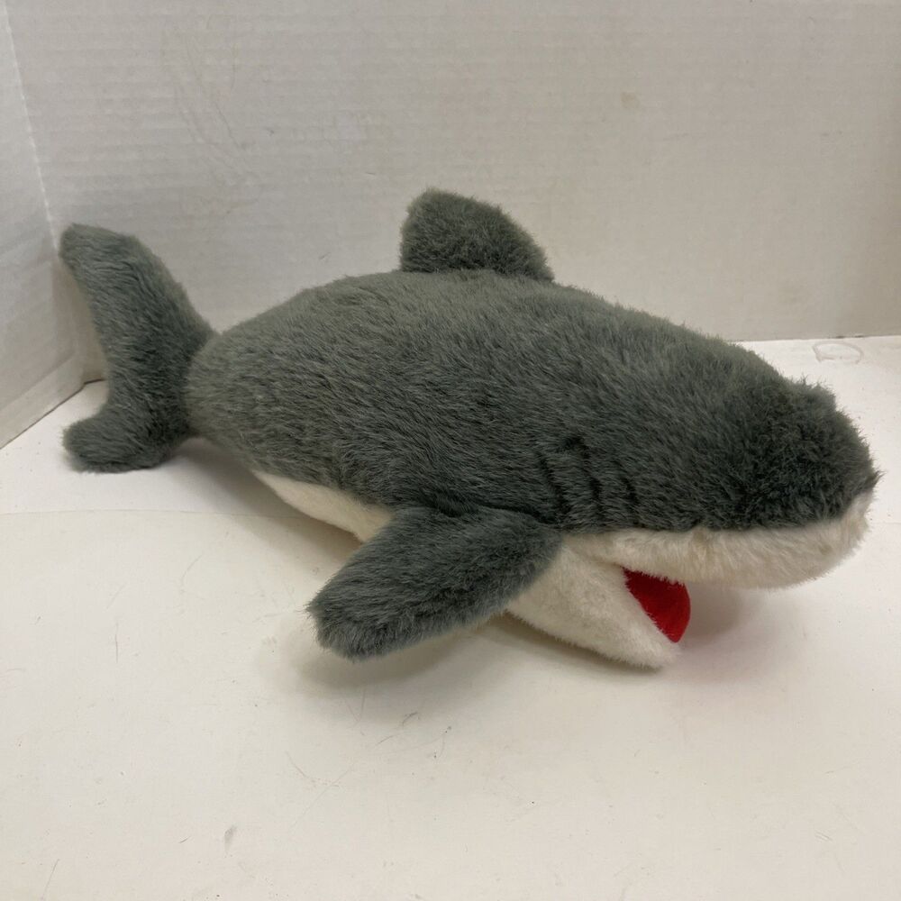 Vintage Squeezems Great White Shark Plush Stuffed Animal 1989 Light Grunts